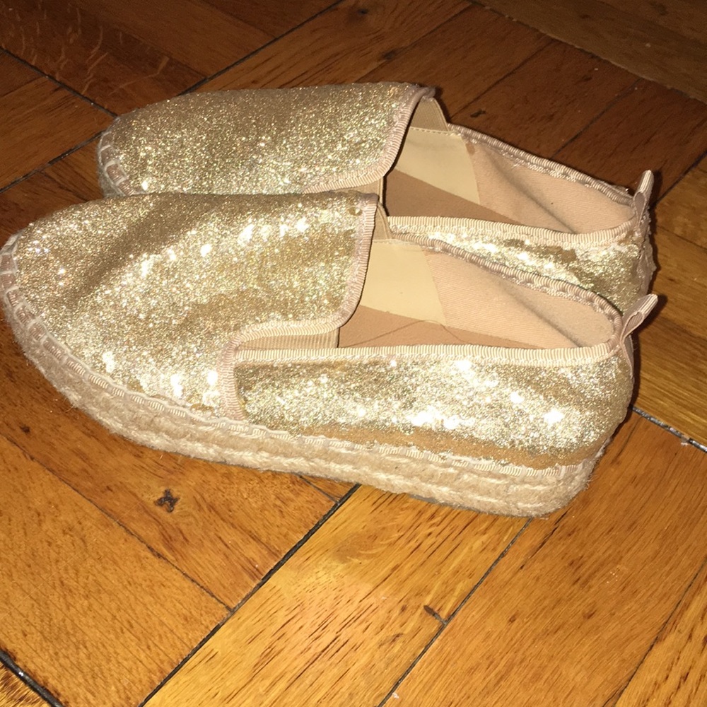 Steve Madden gold glitter espadrilles